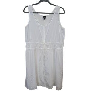 Eileen Fisher White Organic Cotton Voile Sheer Layering Dress Sleeveless Sz Lg